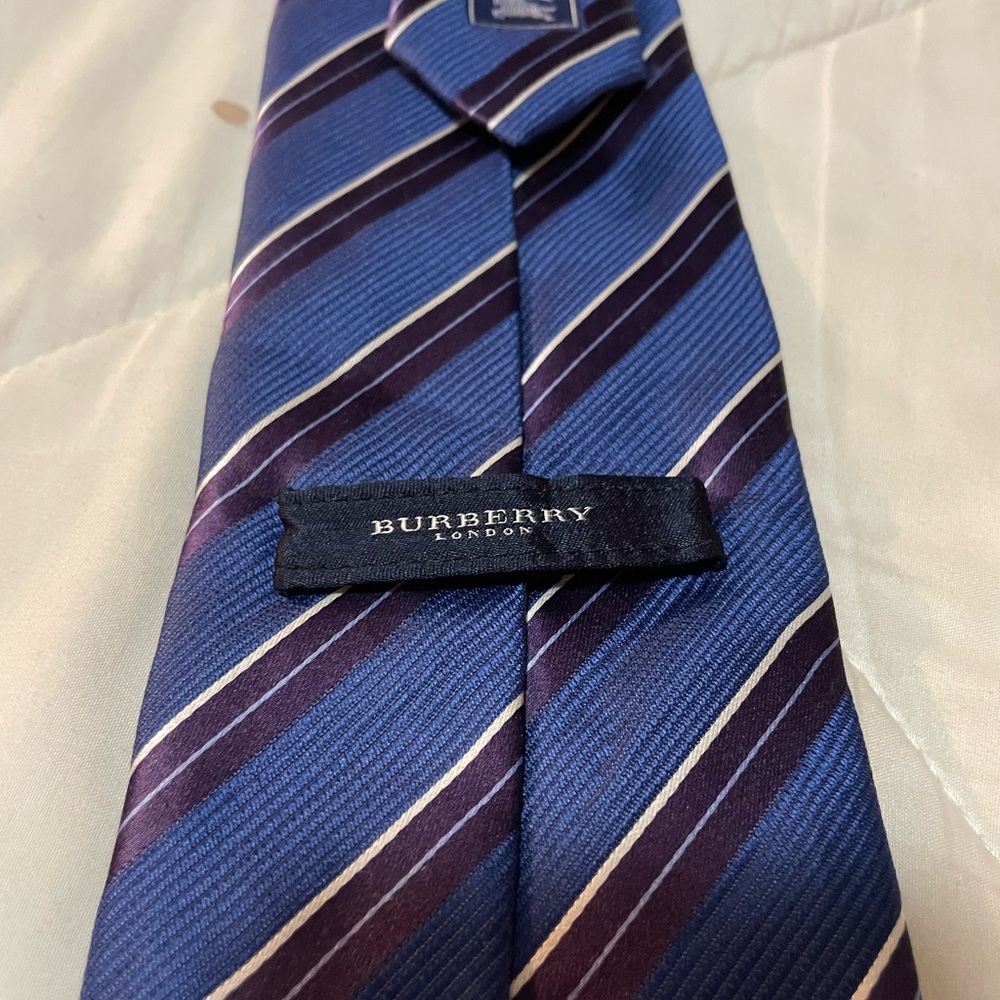 Burberry Navy and Plum Striped Tie
